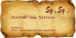 Szilvássy Szilvia névjegykártya