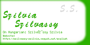 szilvia szilvassy business card